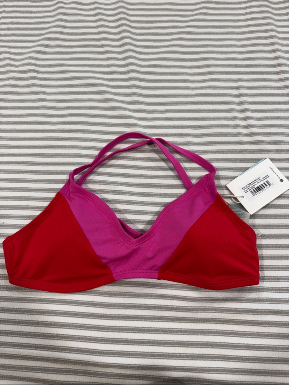 Carve Designs Pink & Red Colorblock Sports Bralette